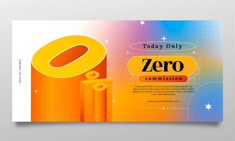 Gradient zero commission sale banner Stock Illustration