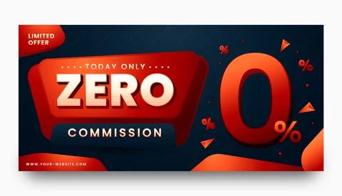 Gradient zero commission sale banner Stock Illustration