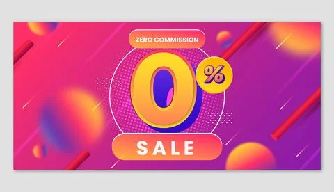 Gradient zero commission sale banner Stock Illustration
