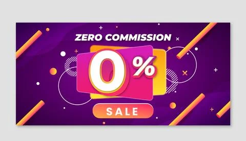Gradient zero commission sale banner Stock Illustration