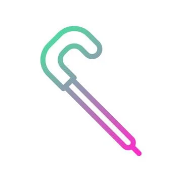 Gradiented walking cane icon on white background Stock Illustration