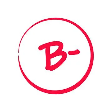 Grading system B . Grades for school with minus sign. Exam result written in  Stock Illustration