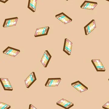 Grading system education platform isometric icon seamless pattern イラスト素材