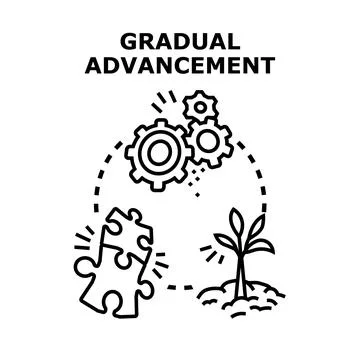 Gradual advancement process creating steady progress illustration Stock Illustration