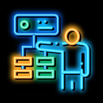 Gradual algorithm neon glow icon illustration 库存插图