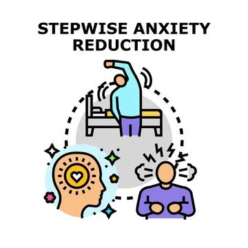 Gradual anxiety reduction process with mental wellbeing steps Stock-Illustration
