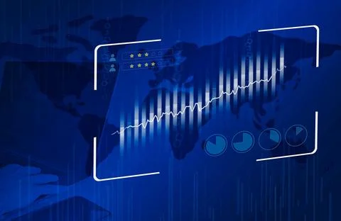 Gradual climbing chart on screen Stock Photos