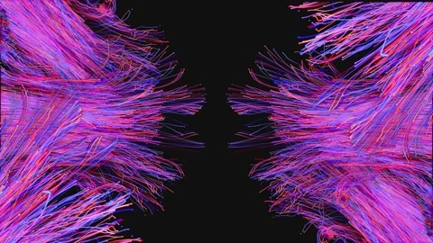 Gradual Convergence of Multicolor Glowing String Particle Magic Stock Footage 254583743