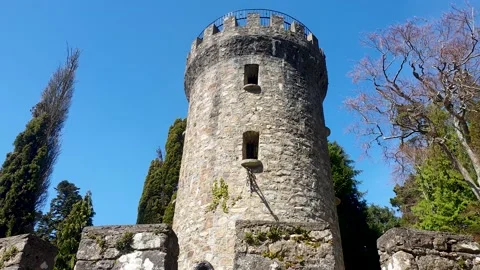 A gradual pan of tower and foritication in Ireland. Stock Footage 153542453