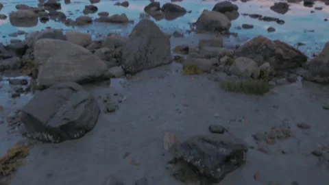 A gradual panoramic movement of the camera on the shore of the White sea during Video stock 143295086