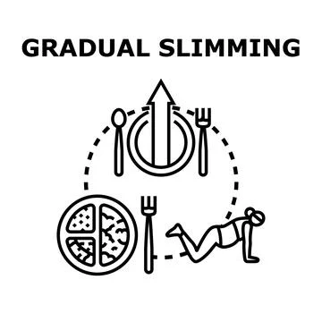 Gradual slimming process achieving healthy weight loss Ilustración de archivo