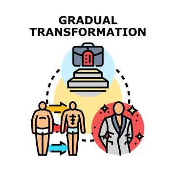 Gradual transformation concept developing personal and business success Illustrazione stock
