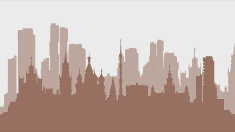 Gradually drawn panorama of the city Stock Footage 83957840