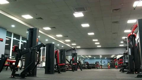 Gradually turning off the ceiling lights when closing the hall. Stock Footage