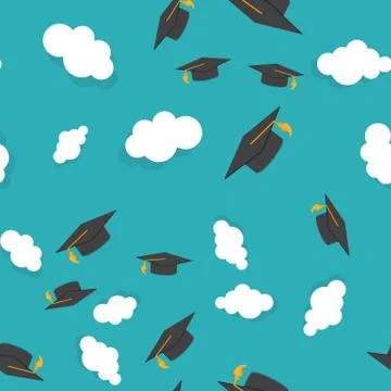 Graduarion Education Seamless Pattern Background. Vector Illustration Stock Illustration