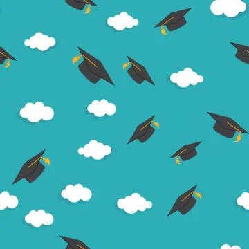 Graduarion Education Seamless Pattern Background. Vector Illustration Stock Illustration