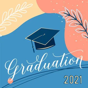 Graduate 2021 vector background, greeting card. Trendy design illustration of Stock Illustration