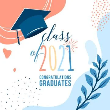 Graduate 2021 vector background, greeting card. Trendy design illustration of Stock Illustration