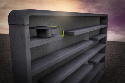 Graduate cap inside a maze at sunset magenta sky demonstrating Congratulate c Illustrazione stock