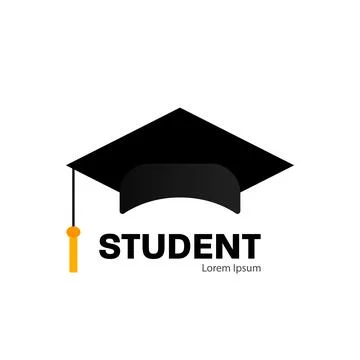 Graduate cap, student in a flat style on a white background Stock Illustration