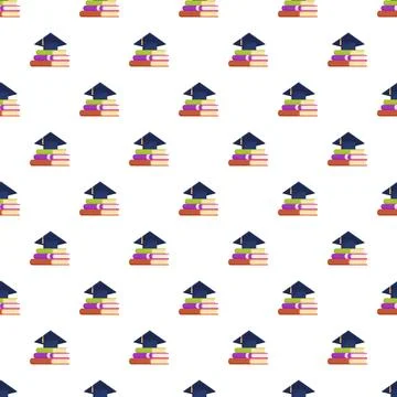 Graduate caps and books pattern for education theme 스톡 일러스트