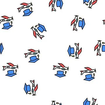 Graduate flight school vector seamless pattern Stock Illustration