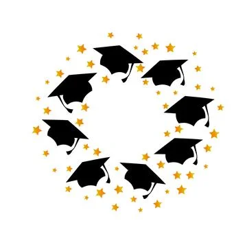 Graduate hat black flat simple design Stock Illustration