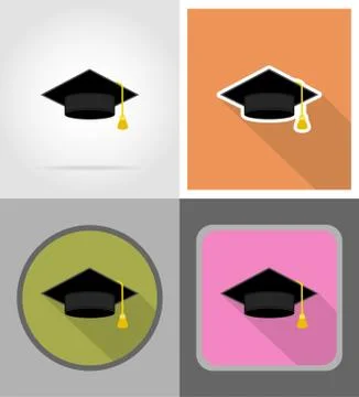 Graduate hat flat icons vector illustration Stock Illustration