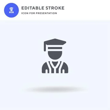 Graduate icon vector, filled flat sign, solid pictogram isolated on white, lo Illustrazione stock
