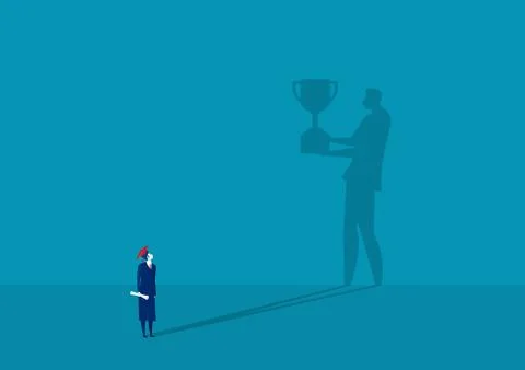 The graduate looked at him shadow in the future. Successful. Stock Illustration