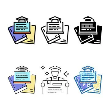 Graduate program styleset color icon vector Illustrazione stock