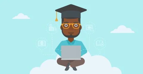 Graduate sitting on cloud Stockillustratie