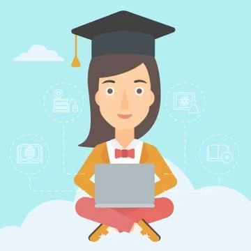 Graduate sitting on cloud Ilustración de archivo