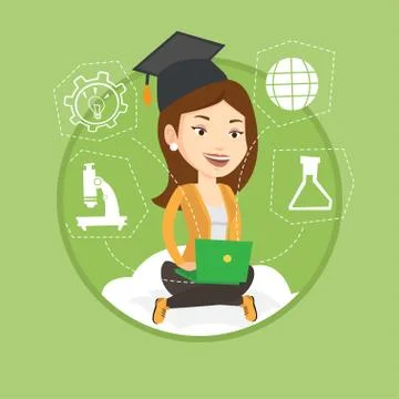 Graduate sitting on cloud vector illustration Stockillustratie