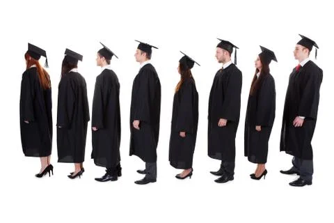 Graduate students standing in queue Stock Photos