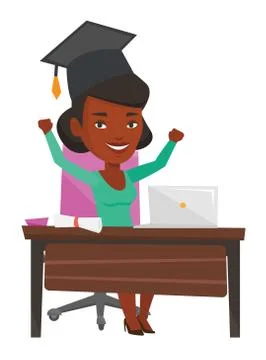Graduate using laptop for education 스톡 일러스트