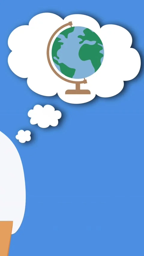 Graduated boy icon with question mark on speech bubble against blue background Stock Footage 343644220