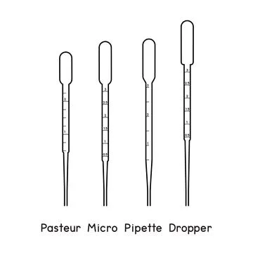 Graduated Disposable Sterile Plastic Pasteur Micro Pipette diagram for experimen Stock Illustration
