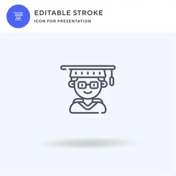 Graduated icon vector, filled flat sign, solid pictogram isolated on white, logo Illustrazione stock