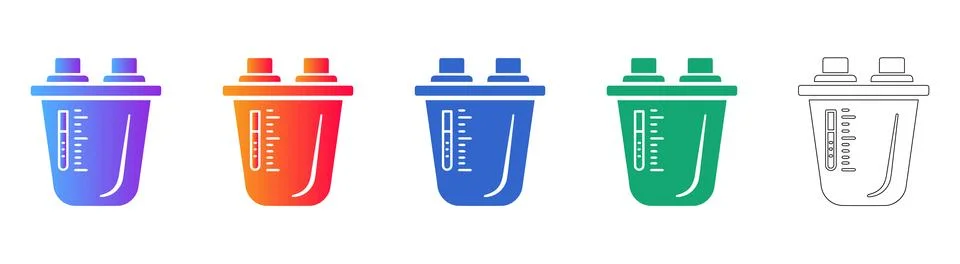 Graduated Laboratory Beaker Vector Icon Set Stock Illustration