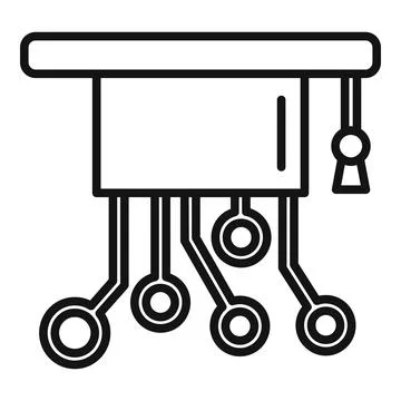 Graduated machine learning hat icon, outline style Stock Illustration