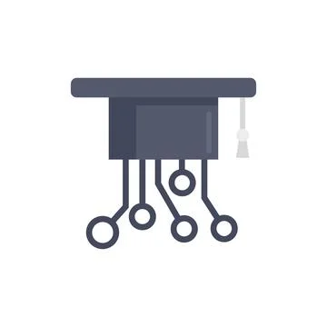 Graduated machine learning hat icon flat isolated vector Illustrazione stock