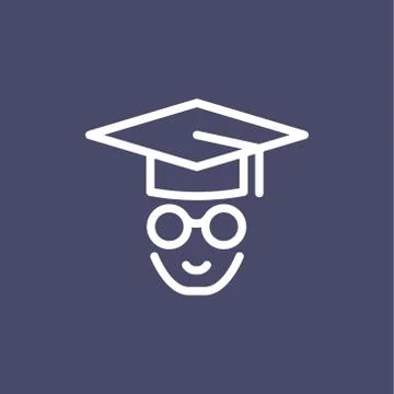 Graduated student icon simple flat style outline illustration Stock Illustration