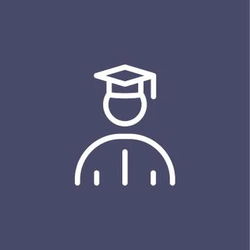 Graduated student icon simple flat style outline illustration Stock Illustration