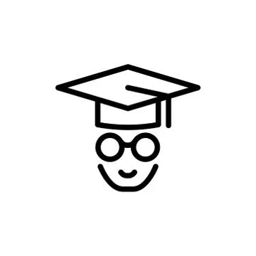 Graduated student icon simple flat style outline illustration Illustrazione stock