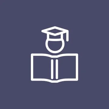 Graduated student icon simple flat style outline illustration Stock Illustration
