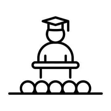 Graduated student icon simple flat style outline illustration Stock Illustration