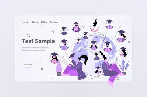 Graduated students on globe discussing during video call graduates celebrating Stock Illustration