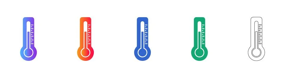 Graduated Thermometer Scale Vector Icons Stock Illustration