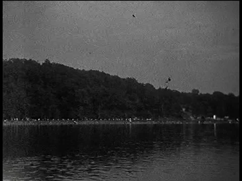 Graduates of basic military training march in formation in the 1950s. Video stock 75274567